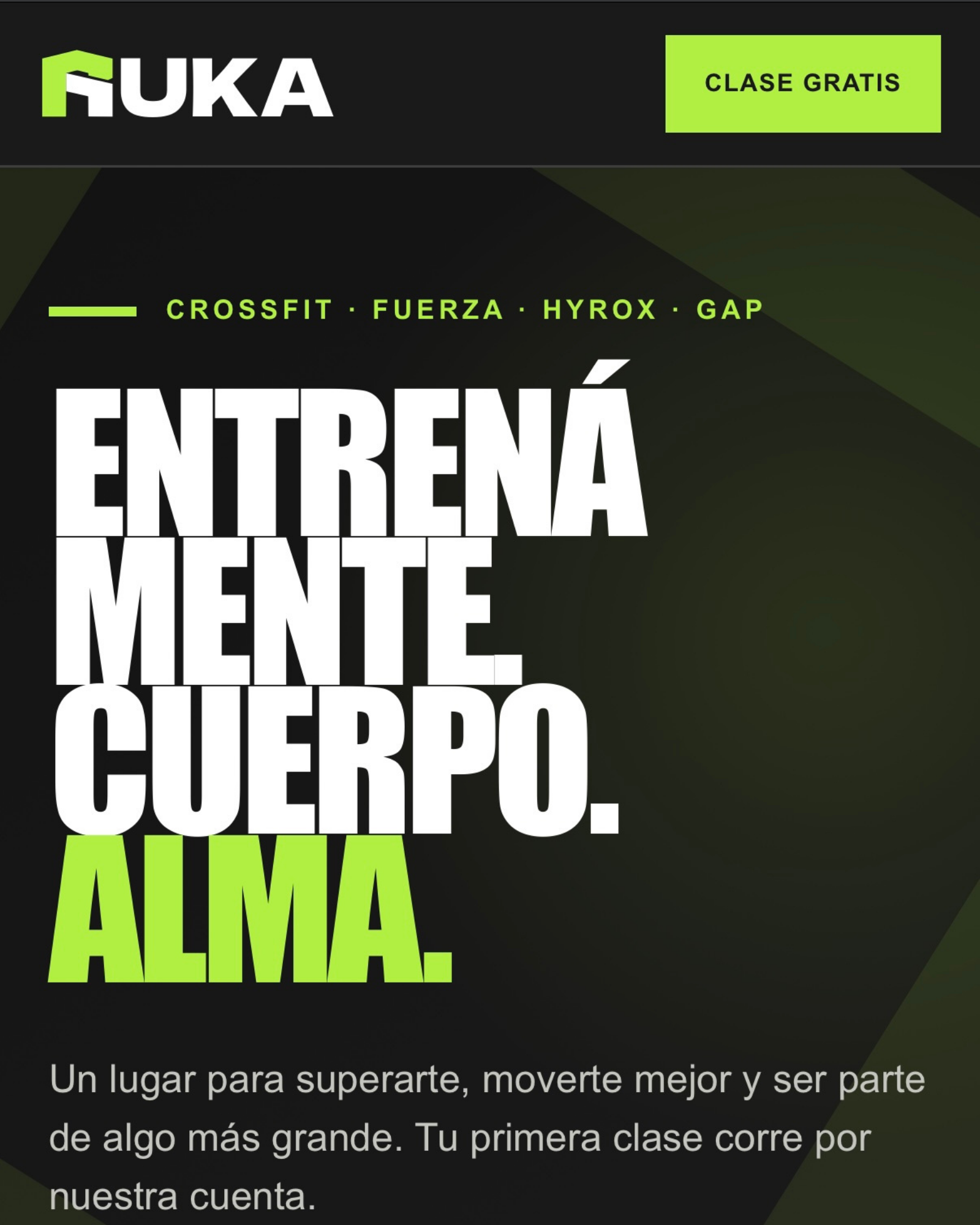 Vista previa del proyecto Ruka CrossFit